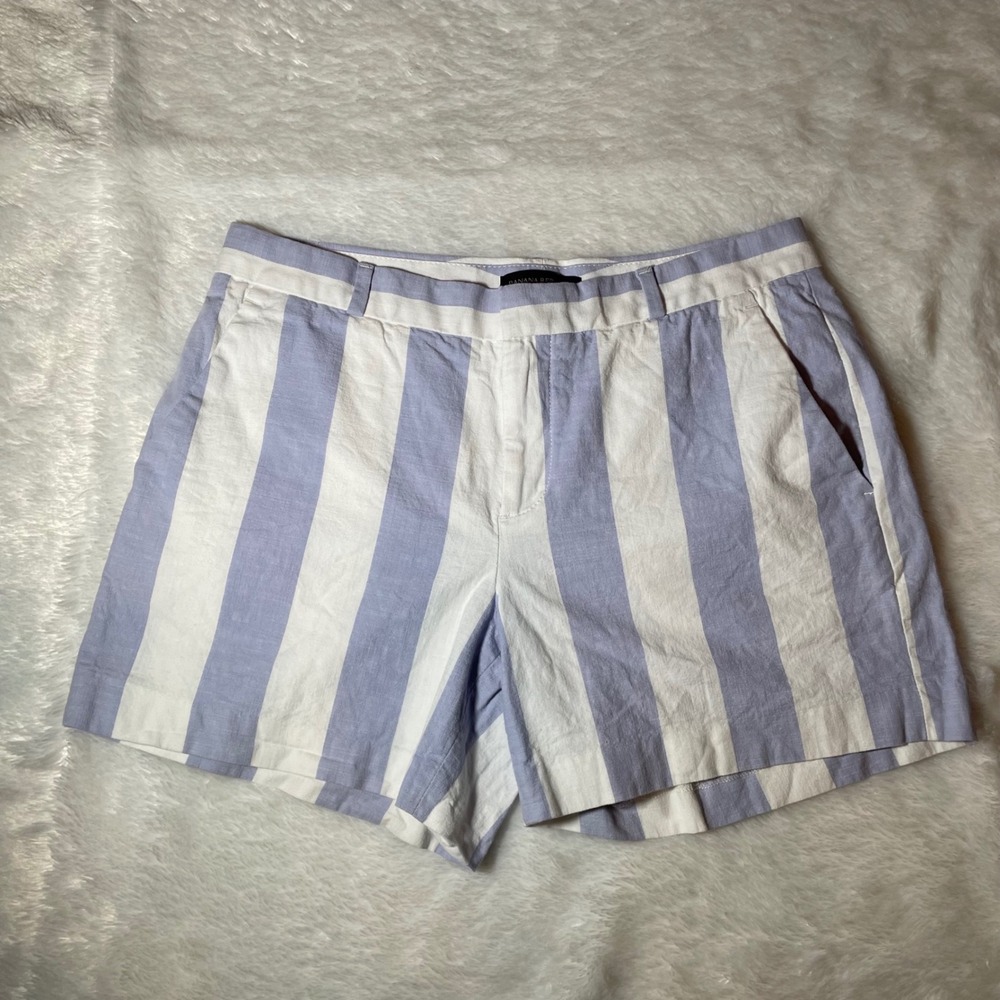 Banana Republic Womens Blue White Striped Tailored Shorts Size 6 Coastal Minimal